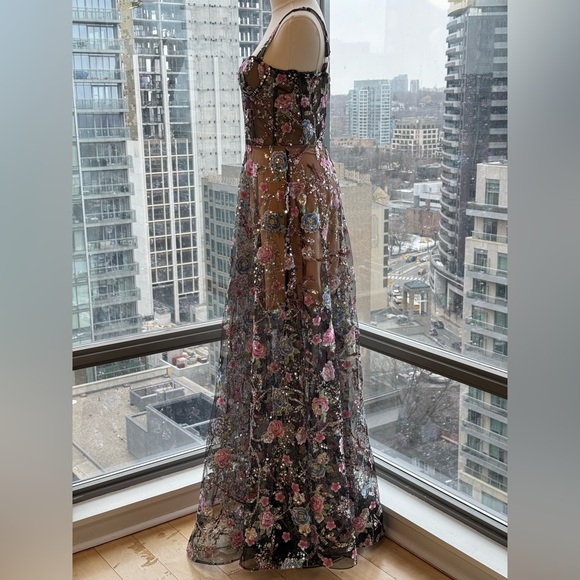 🆕 BRONX & BANCO 🧿 NWOT Midnight Embroidered Floral & Pearl Gown, Sz XS US 2 - Picture 7 of 16